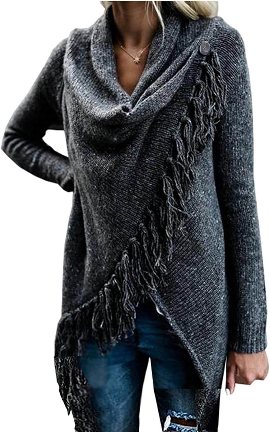 Seize the Opportunity! Women's Open Front Knited Tassels Slash Loose Cardigan at Exclusive Discount - Limited Time Offer!