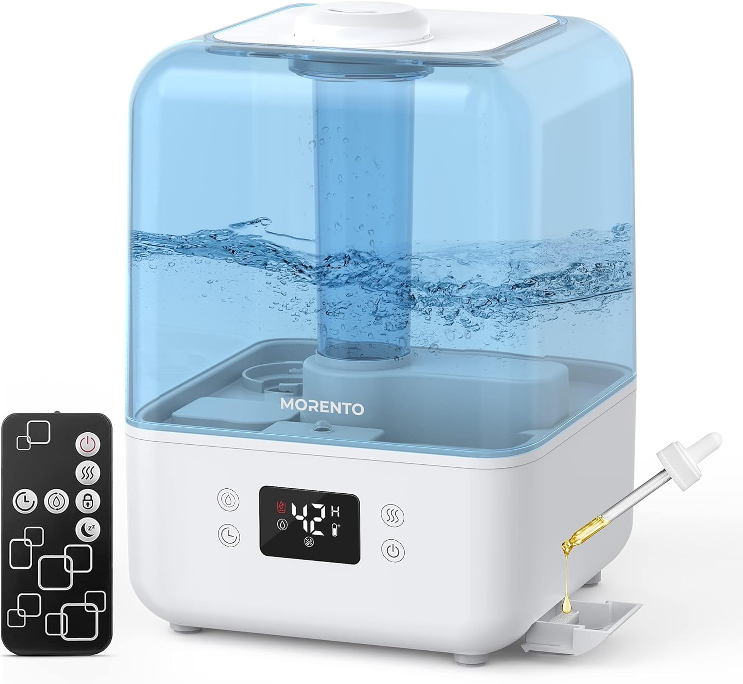 Limited-Time Discounts! Get MORENTO Humidifiers for Bedroom, 4.5L Top Fill Humidifiers for Large Room, Cool Mist Humidifiers for Home, Auto Shut-Off, Humidity Setting, Last up to 50Hrs with Night Light, White, 1 Pack at an Exclusive Price!