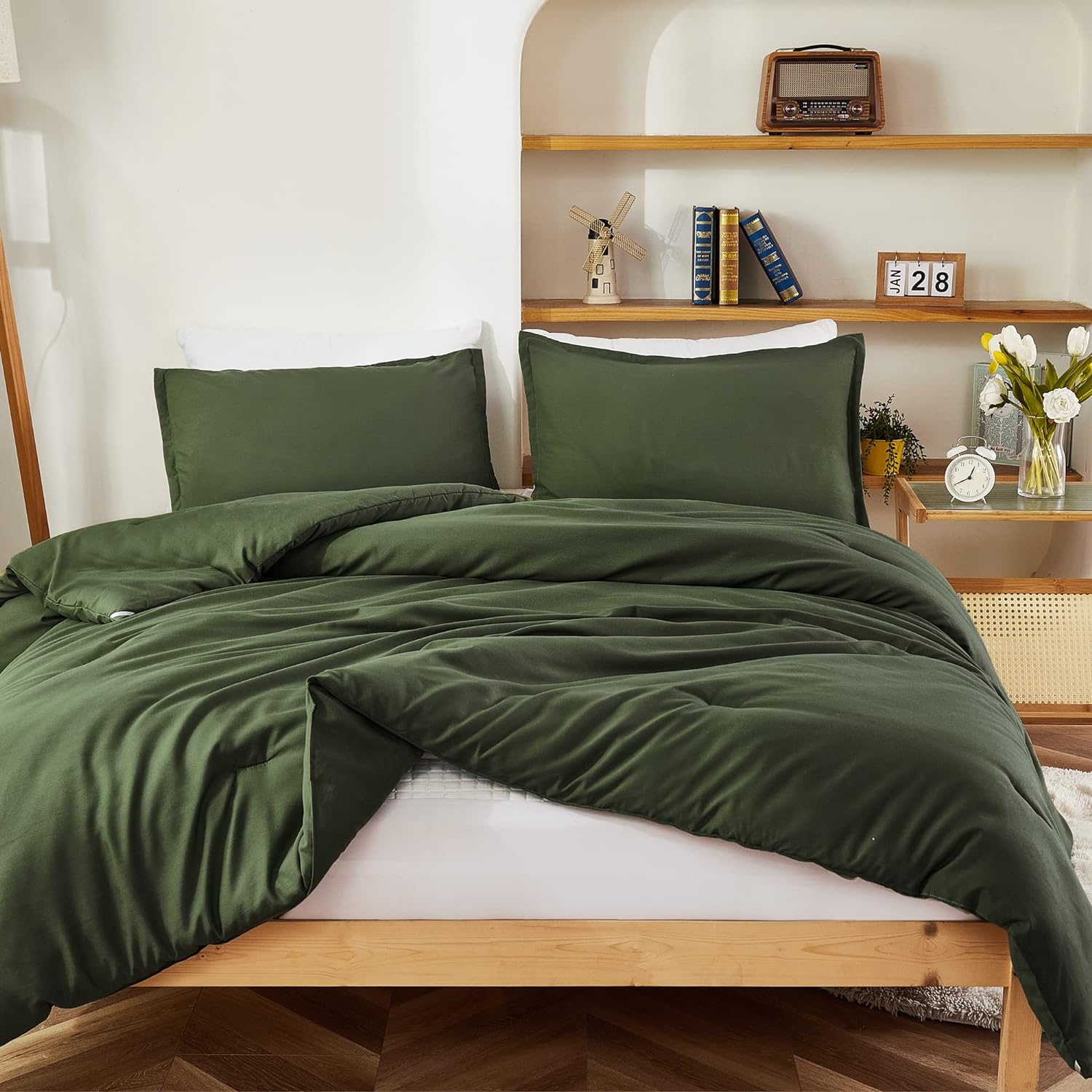 Flash Sale Alert! Snag Your Discount Today - Litanika Dark Olive Green Comforter Set Queen