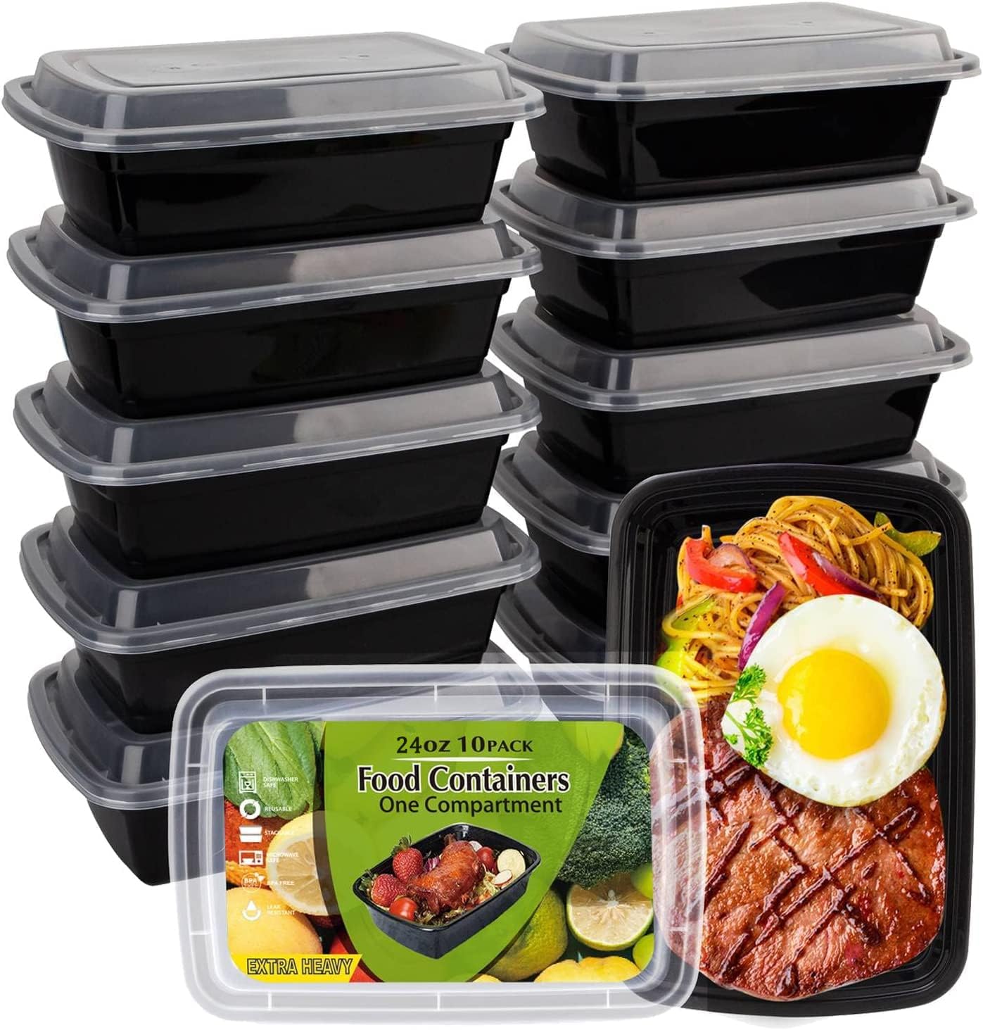 WGCC Meal Prep Containers, Food Storage Containers with Lids, To Go Containers, BPA Free, Stackable, 24oz, Microwave/Dishwasher/Freezer Safe 24OZ-10Pack - Save Big on Your Purchase!