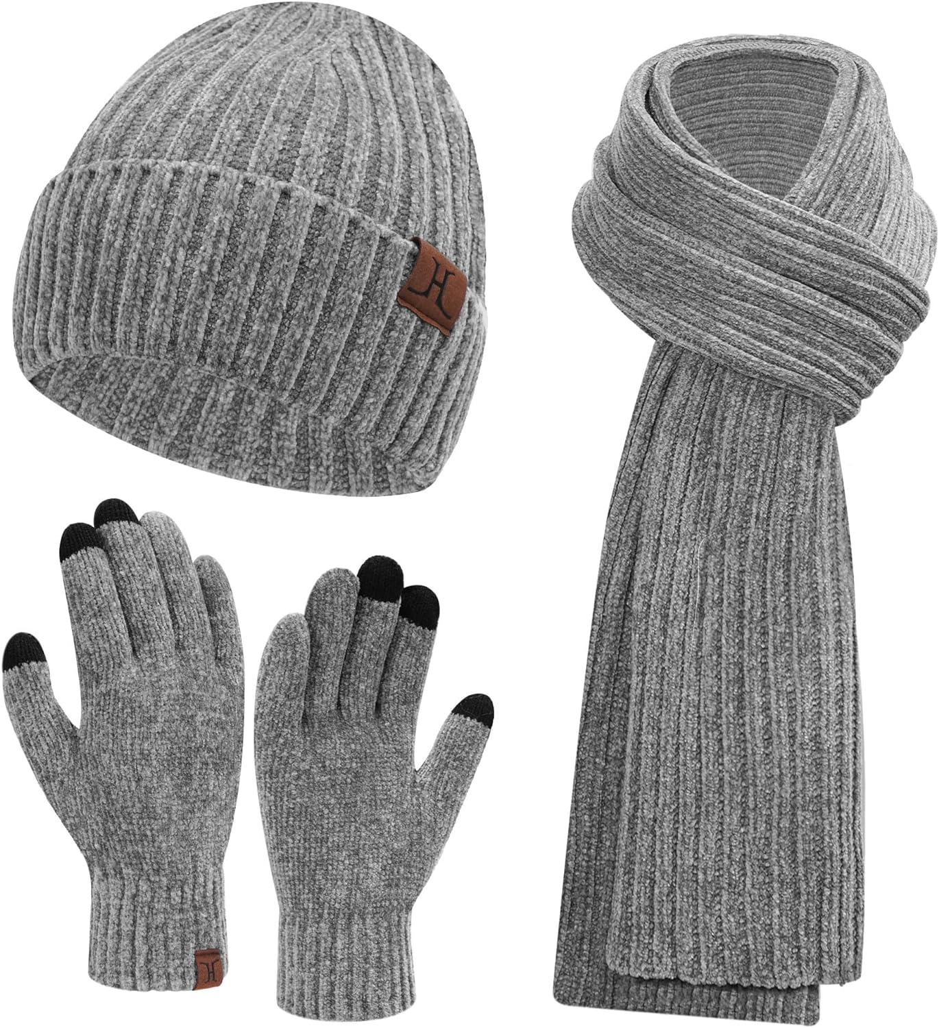 Limited-Time Discounts! Get Your Womens Winter Knit Warm Hat Beanie Long Scarf Touch Screen Gloves Set Now!
