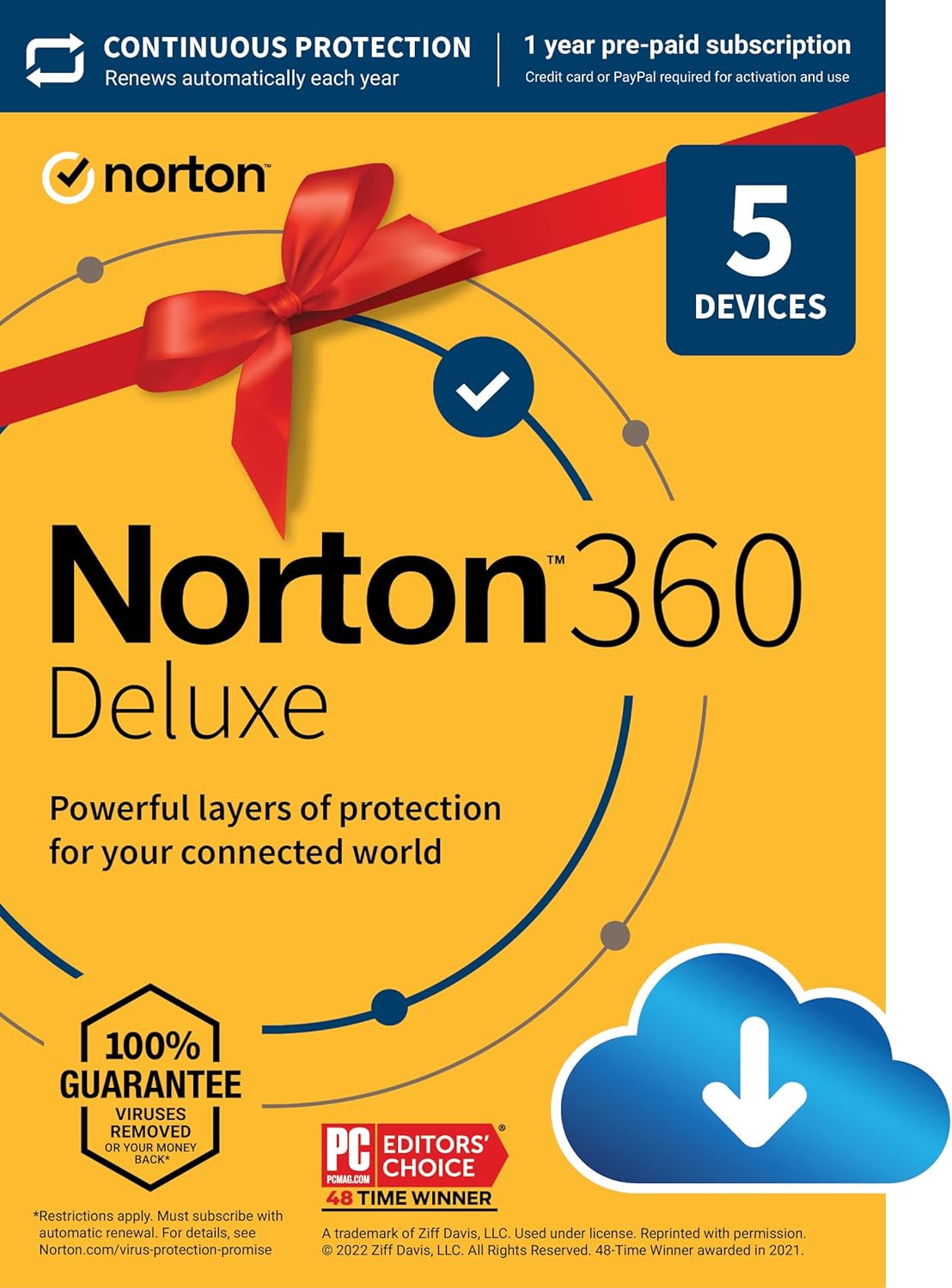 Limited-Time Offer: Norton 360 Deluxe - Antivirus Software for 5 Devices with VPN and PC Cloud Backup