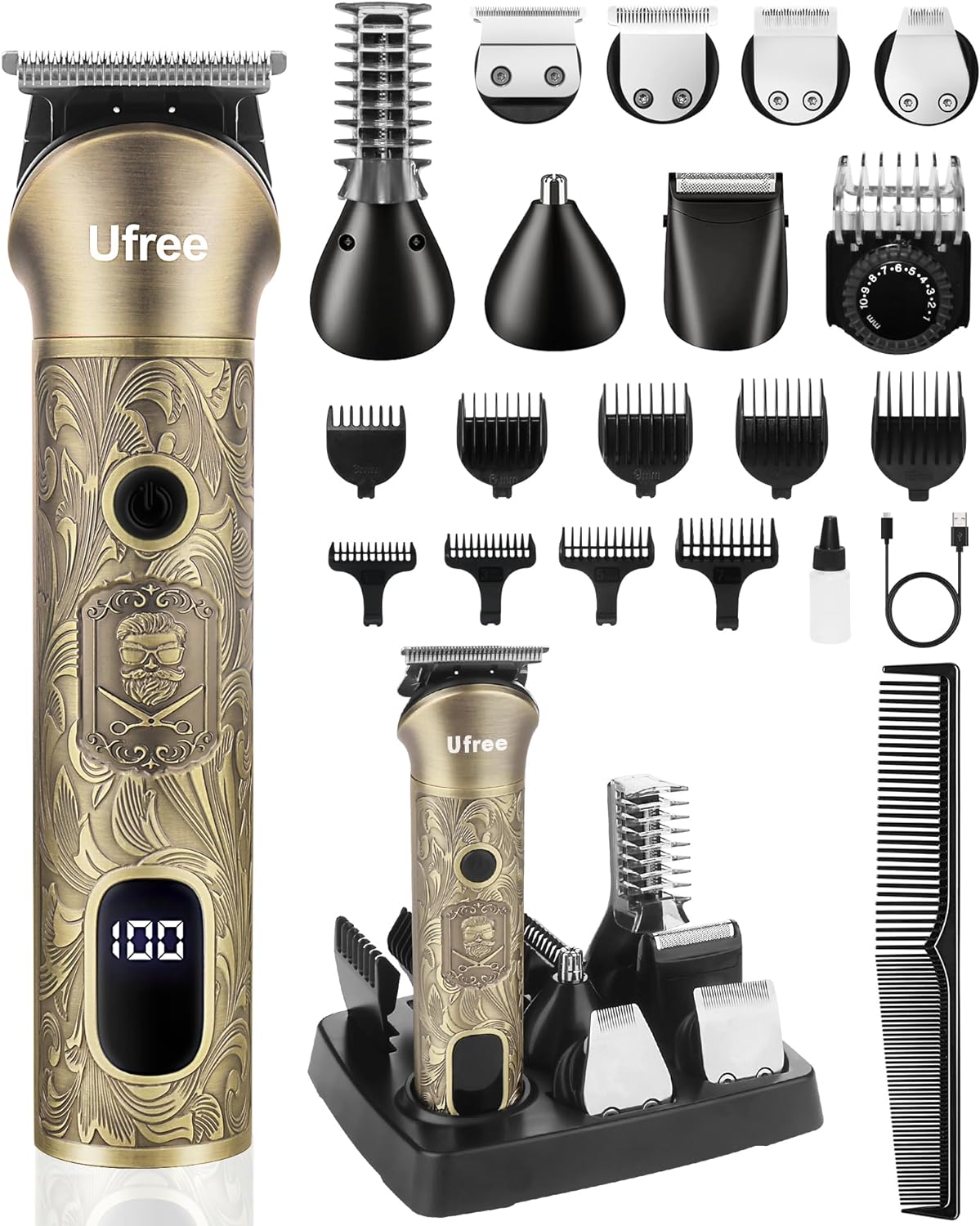 Shop Now for the Lowest Prices! Ufree Beard Trimmer for Men - Cordless Hair Clipper, Shaving Kit for Mustache Body Nose Ear Hair Facial - Electric Razor for Men 7 in 1 Beard Grooming Kit - Fathers Gifts for Dad