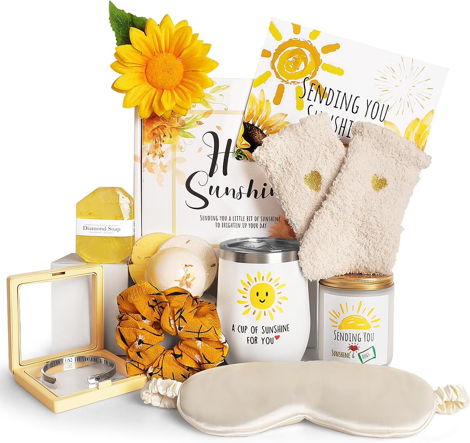 Time-Limited Discounts! Birthday Gifts for Women, Sunflower Gifts Sending Sunshine Christmas Gifts, Get Well Soon Gifts Basket Care Package Unique Relaxation Gifts Box for Thinking of You Her Sister Best Friend (Old Price: $, New Price: $, Discount percent: %, Saving: $)