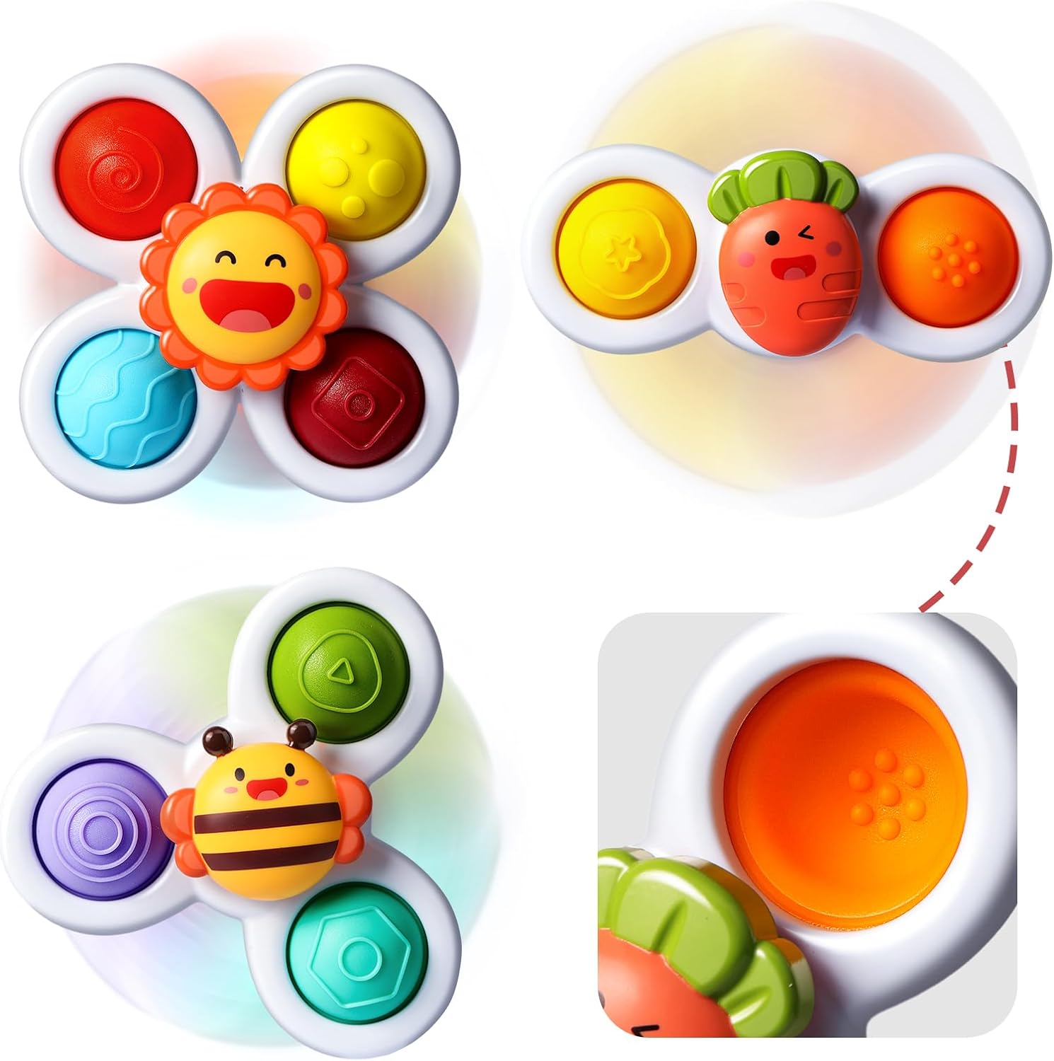 Hurry! Special Discounts - 3PCS ALASOU Pop Up Suction Cup Spinner Toys for 1 Year Old Boy Girl