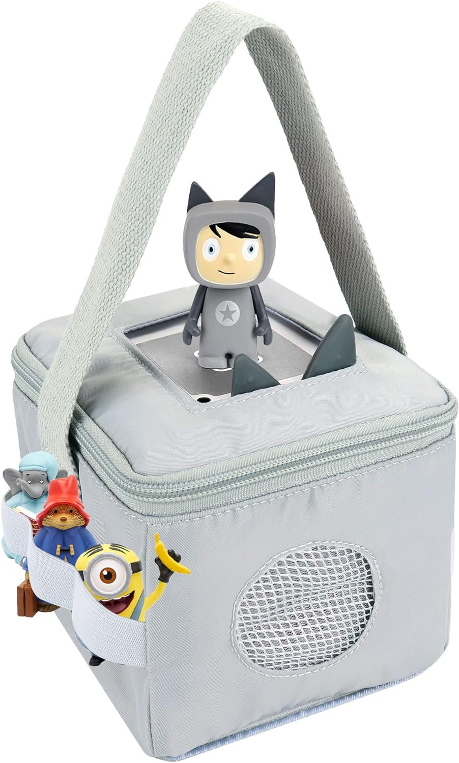 Act Fast! Bag for Tonies Characters and Toniebox, Gray Tote Bag for Tonies Figurines