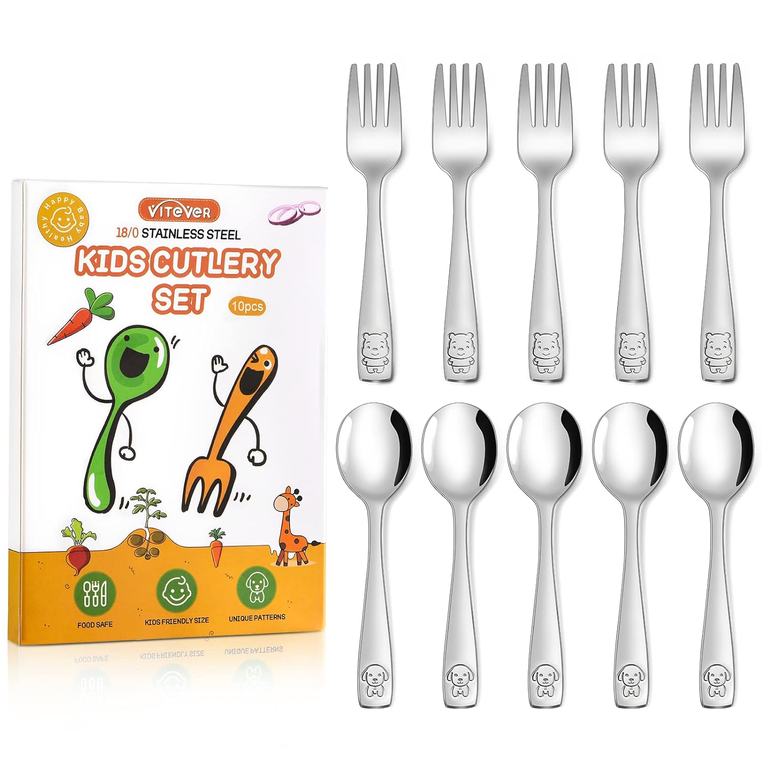Grab the Hottest Deals: VITEVER 10-Piece Toddler Utensils, Kids Stainless Steel Silverware Set - Limited Time Offer!