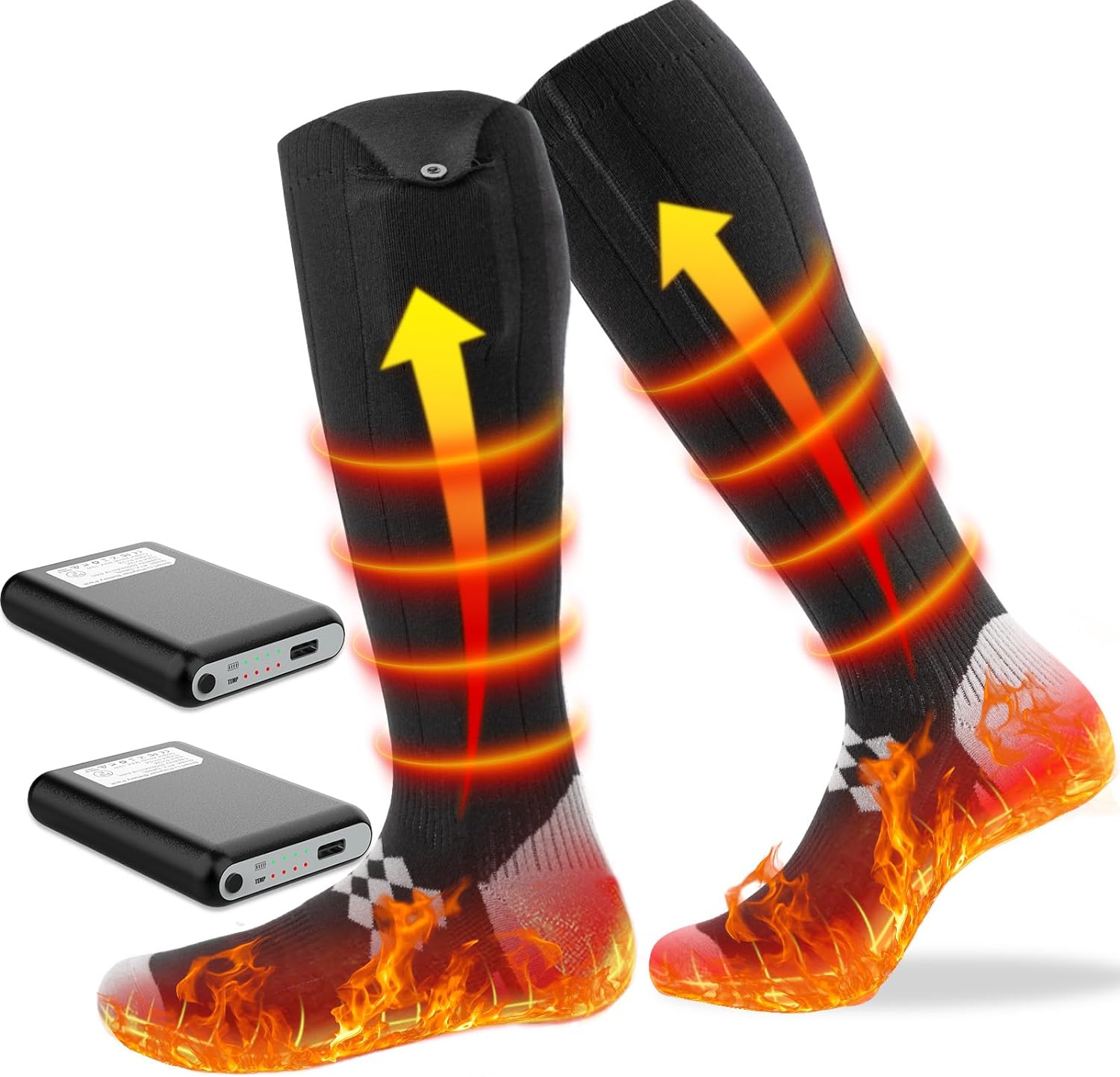 Go! Upgraded Heated Socks for Men Rechargeable, Act Fast! Electric Socks with 7500mAh Battery - 4 Temperature Settings, Keep Your Feet Warm While Doing Outdoor Sports, Cycling, Skating, and Skiing - Winter Feet Warming Gift