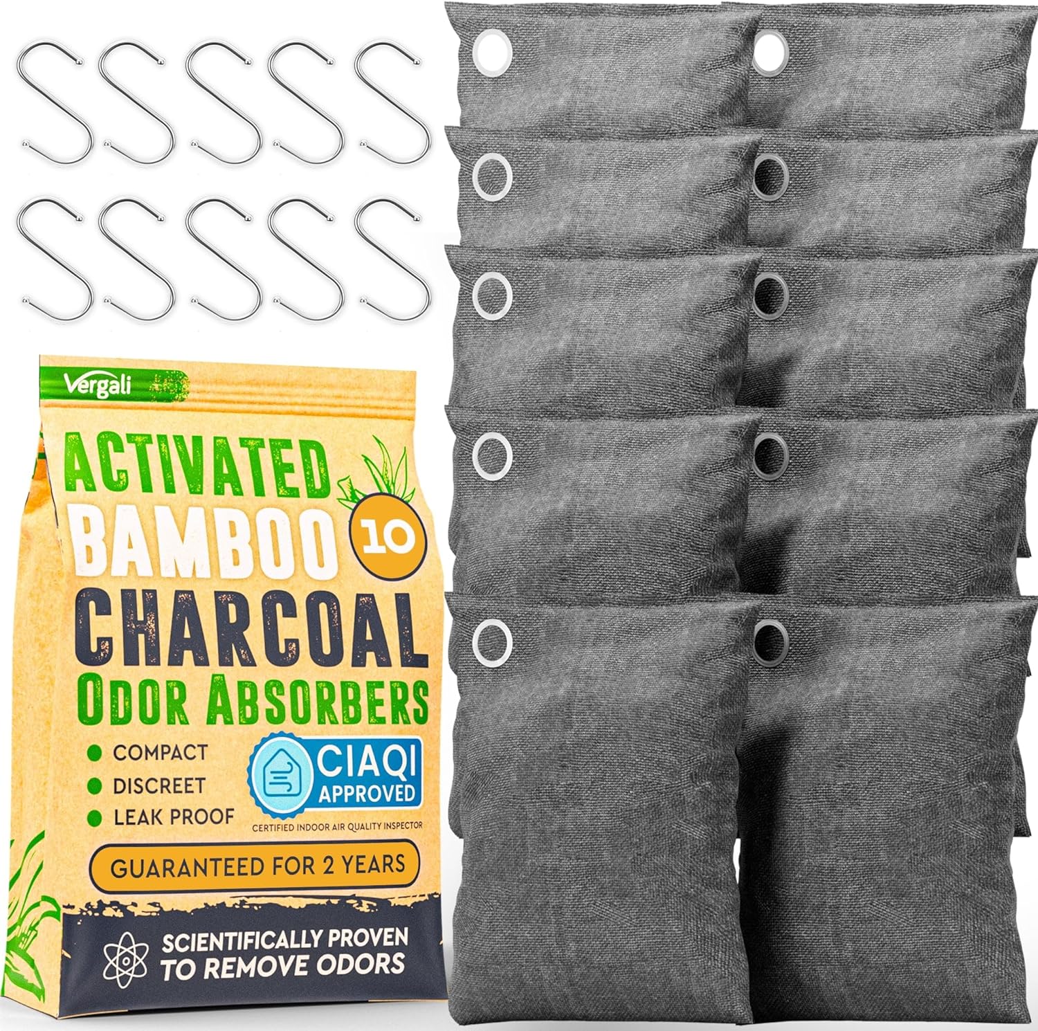 Limited-Time Discount: Activated Charcoal Odor Absorber 10x3.5oz w Hooks