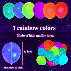 100 Pcs UV Neon Balloons ,Neon Glow Party Balloons...