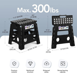 Delxo Folding Step Stool, 13 inch Non-Slip Foldabl...