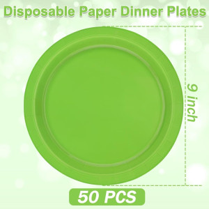 QZYL 50 PCS Disposable Paper Plates, 9 Inches Dinn...