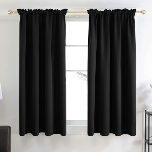 Deconovo Black Blackout Curtains for Bedroom - Rod...