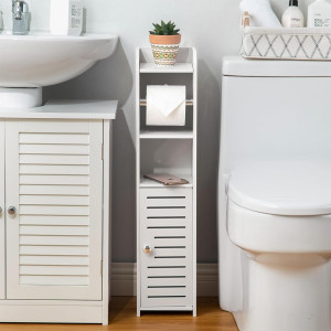 Toilet Paper Holder Stand, Storage Cabinet Beside...
