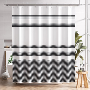 AmazerBath Shower Curtain, Washable Cloth Black Sh...