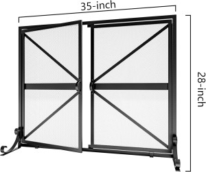 Fire Beauty Fireplace Screen with Doors, 2-Pannel...