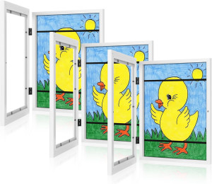 [3-Pack] Kids Art Frames, 8.5x11 Front Opening Kids Artwork Frames Changeable, White Artwork Display Storage Frame for Wall, Holds 50 Pcs, for 3D Picture, Crafts, Children Drawing, Hanging Art,