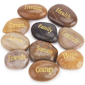 BigOtters Engraved Inspirational Stones, 10 Differ...