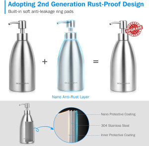 BEAUTURAL Stainless Steel Countertop Soap Dispense...