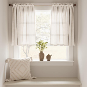 jinchan Beige Kitchen Curtains Linen Tier Curtains...