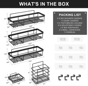 Shower Caddy, Bathroom Shower Organizers, Black Sh...