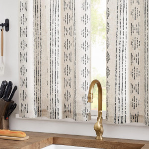 jinchan Boho Kitchen Curtains Linen Tier Curtains...