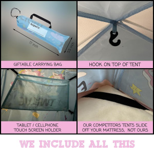 Pink Unicorn Tent for Girls Bed Tent Twin Size Mat...