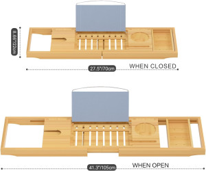 Sen Yi Bao Luxury Bathtub Caddy Tray，Bamboo Batht...