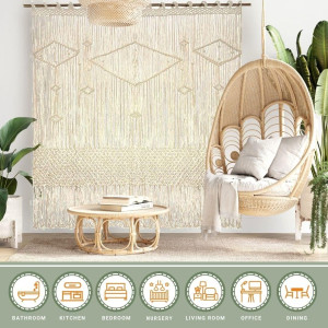 Large Macrame Curtains Boho Woven Wall Hanging 50"...