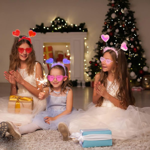 12Pcs Valentines Day Heart Headbands and Heart Sha...