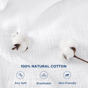 Bedsure 100% Cotton Muslin Throw Blanket Large 50x...