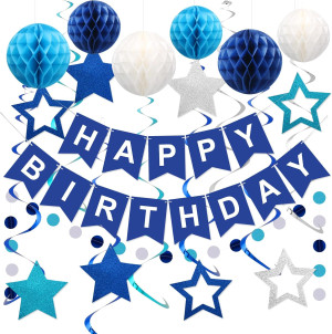 Blue Birthday Decorations - Navy Blue Happy Birthd...