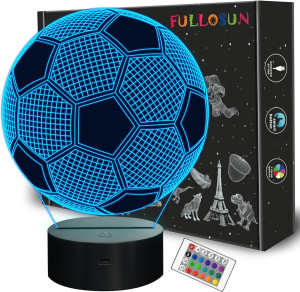 FULLOSUN Kids Night Light Soccer 3D Optical Illusi...