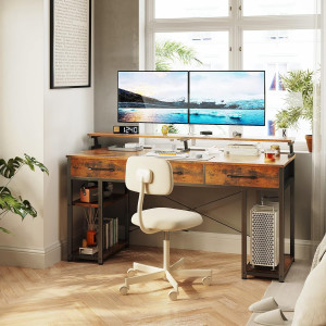 ODK Computer Desk with Drawers and Storage Shelves...