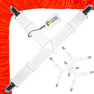 5 STARS UNITED Bed Sheet Straps Set, Elastic Faste...