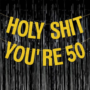 50th Birthday Decorations Banner for Women Men Gol...