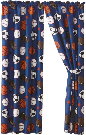 WPM Kids Collection Bedding 4 Piece Blue Curtain S...