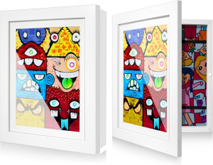 LaVie Home [2-Pack] Kids Art Frames, 10x12.5 Kids Artwork Picture Frame White Frame - Displays 8.5x11 With Mat and 10x12.5 Without Mat - Composite Wood with Tempered Glass - Wall Mount, Artwork Frame