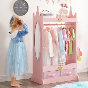 Kids Dress Up Storage with Mirror, Kids Armoire wi...