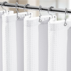 3 in 1 Shower Curtain Set, Waffle Shower Curtain a...