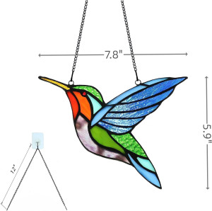 Handcrafted Stained Glass Hummingbird Tiffany Styl...