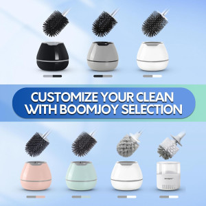 BOOMJOY Toilet Brush and Holder Set, Silicone Toil...