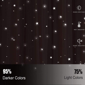 UNISTAR 2 Panels Stars Blackout Curtains for Bedro...