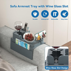 Couch Cup Holder - Anti-Slip Sofa Armrest Tray wit...