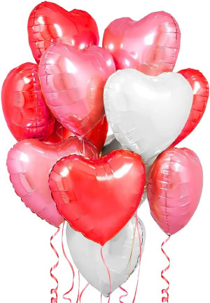 Heart Foil Balloons for Valentines Day Decorations...