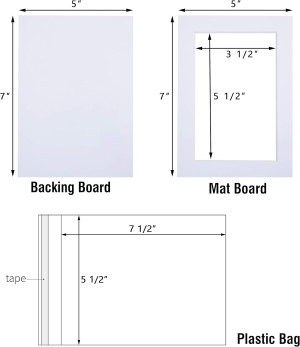 Acid Free 5 Pack 5x7 Pre-Cut Mat Board Show Kit fo...