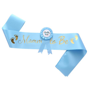 HUKONHEP 2 Packs Blue Baby Shower Sash, Mommy to B...