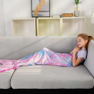 Mermaid Tail Blankets Glittering Wearable Cute Coz...