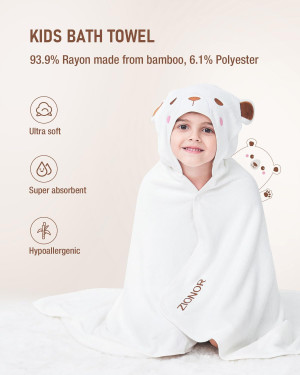 ZIONOR Hooded Towel for Kids - 35'' x 50'' Extra L...