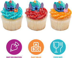 DecoPac Disney's Stitch 'Ohana Cupcake Rings, 24 L...